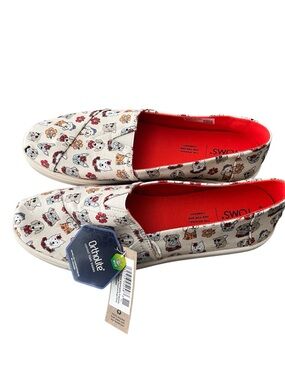 TOMS Women’s Alpargata Cupsole Natural Tropical Dogs Print Size 9.5 NWT